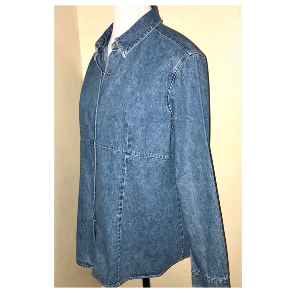 Baby Crew Long Sleeve Denim Snap Front Maternity Shirt, Sz Lg - Picture 2 of 11